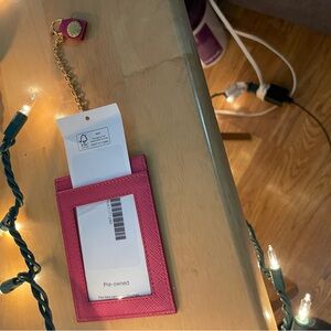 Prada Pink Card Holder with Chain